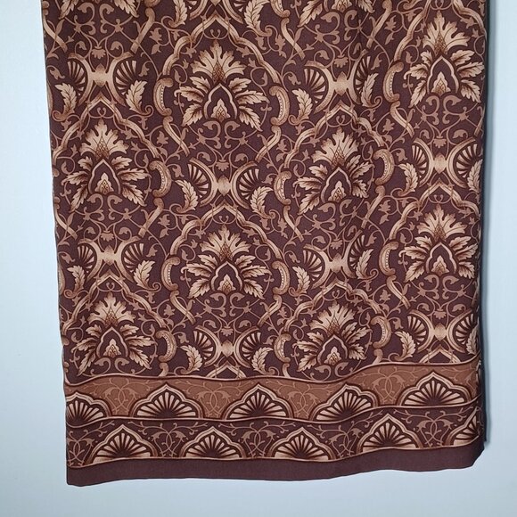 Talbots Midi Skirt Womens 6 P Brown Y2K Silk Fairycore Grunge Geometric - Picture 3 of 9